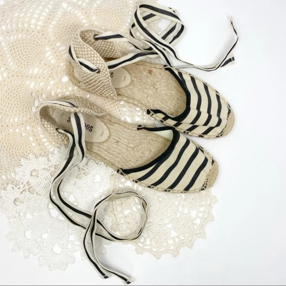 Soludos Black and White Striped Espadrilles - size 9 women’s strappy - Picture 10 of 11